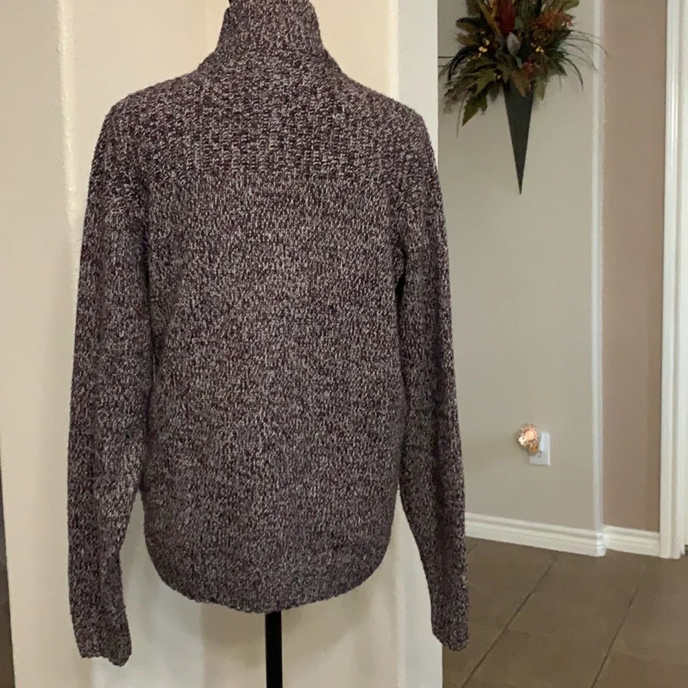 Tom Tailor deep purple plum marled pullover button up sweater